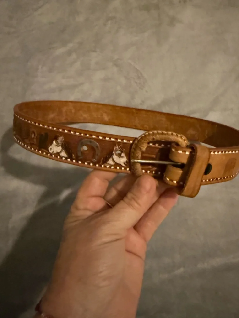 Kids Tan Leather Western-Inspired Studded Belt